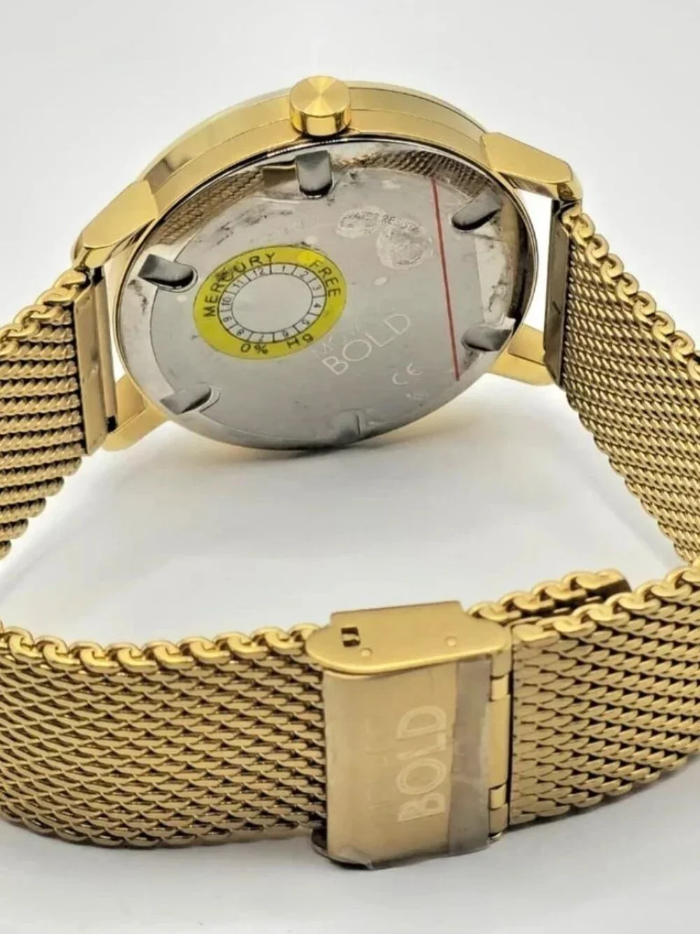 Movado Bold Mens Gold Tone Mesh Bracelet Brown Dial Watch